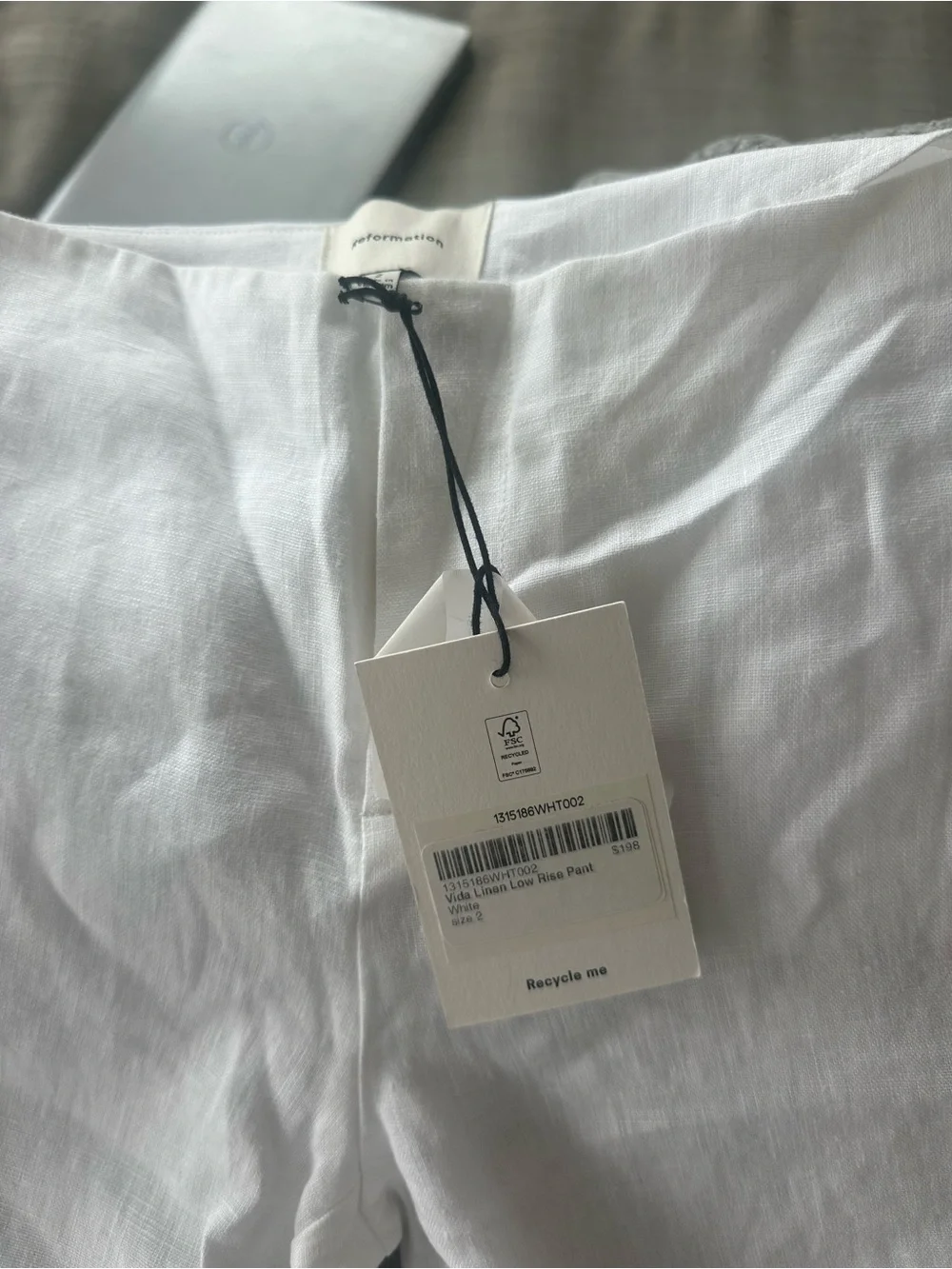 Reformation Vida Linen Low Rise Pant